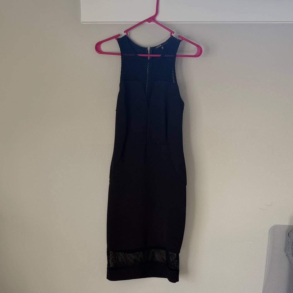 Love Culture Black Mesh Detail Midi Dress